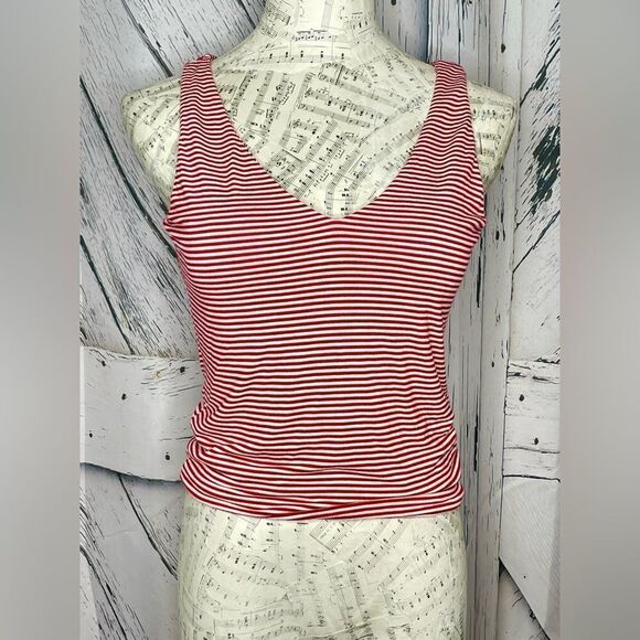 Veronic M Red & White Striped Tank M - Picture 1 of 4